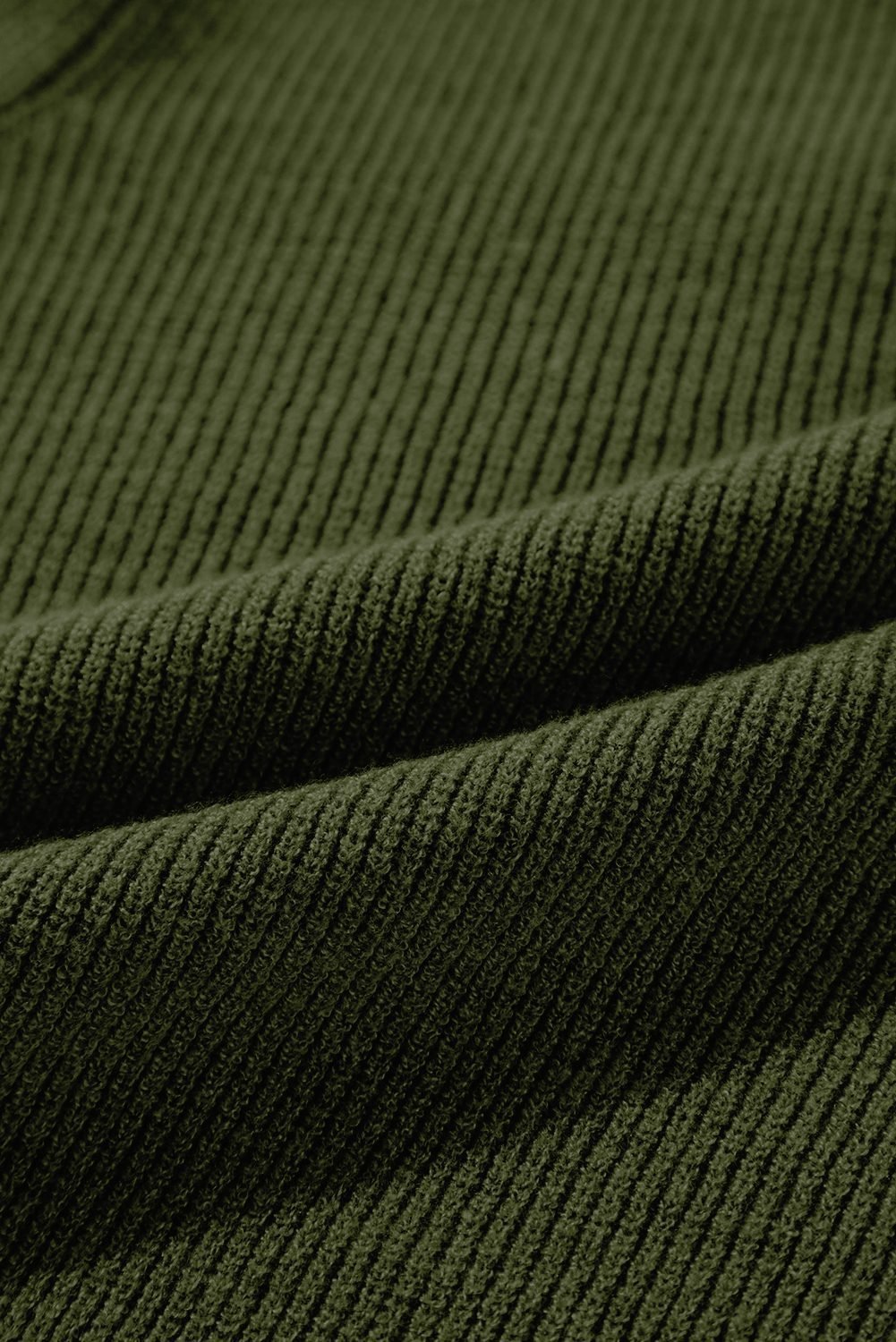 Moss Green Lightweight Ribbed Knit Button Front V Neck Cardigan