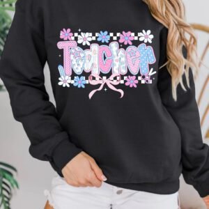 Black Custom Teacher Graphic Sweatshirt