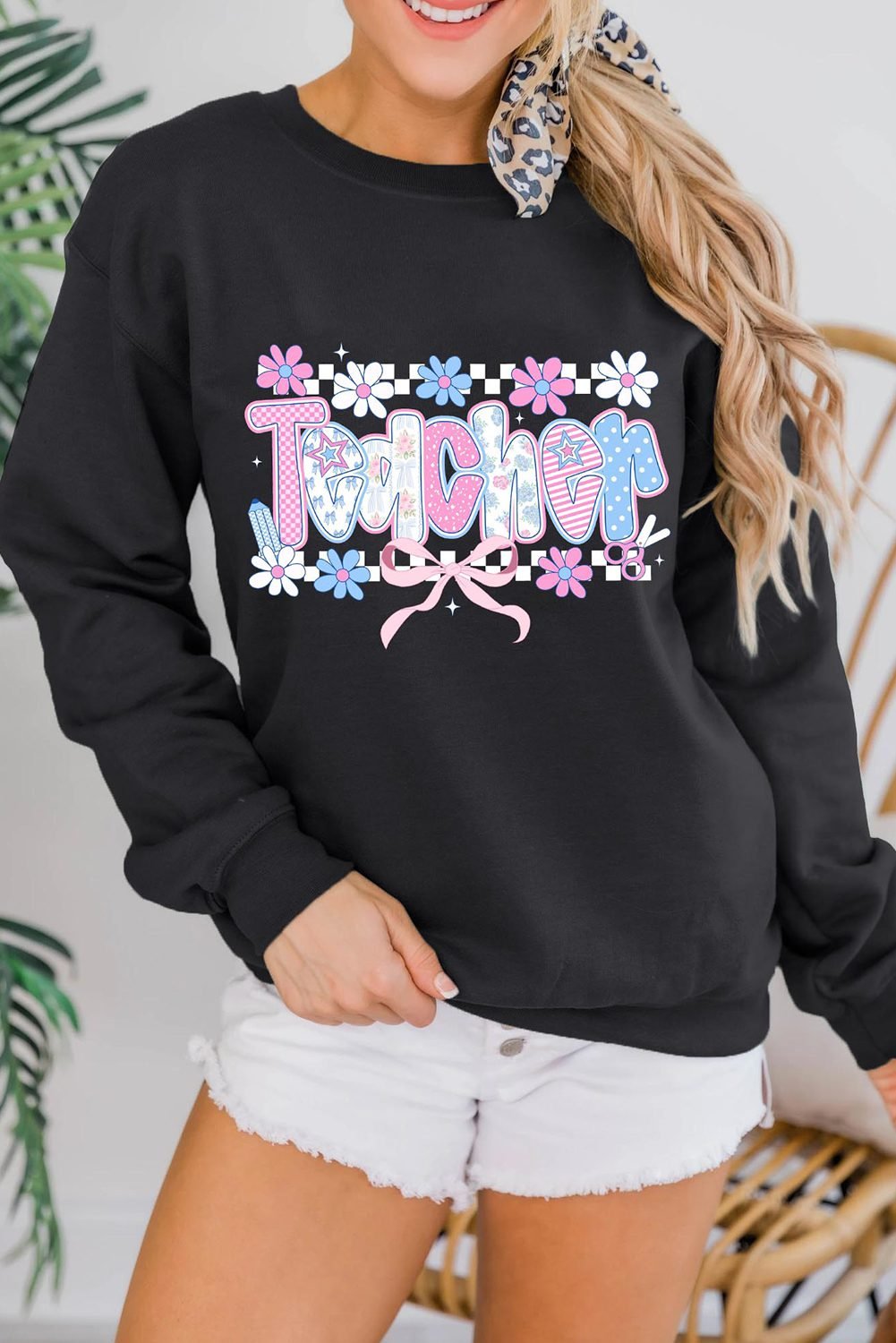 Black Custom Teacher Graphic Sweatshirt