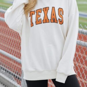 White Texas Graphic Drop Shoulder Crewneck Sweatshirt