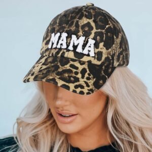 Mama Embroidered Leopard Baseball Cap