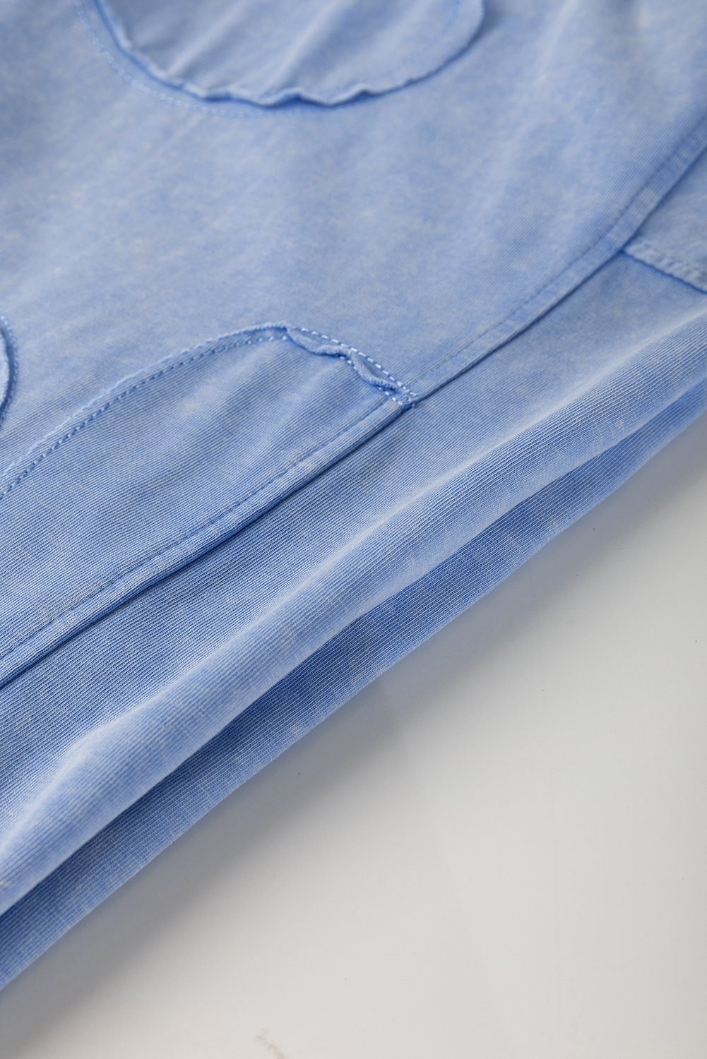 Sky Blue Mineral Wash Flower Patchwork Mini T Shirt Dress