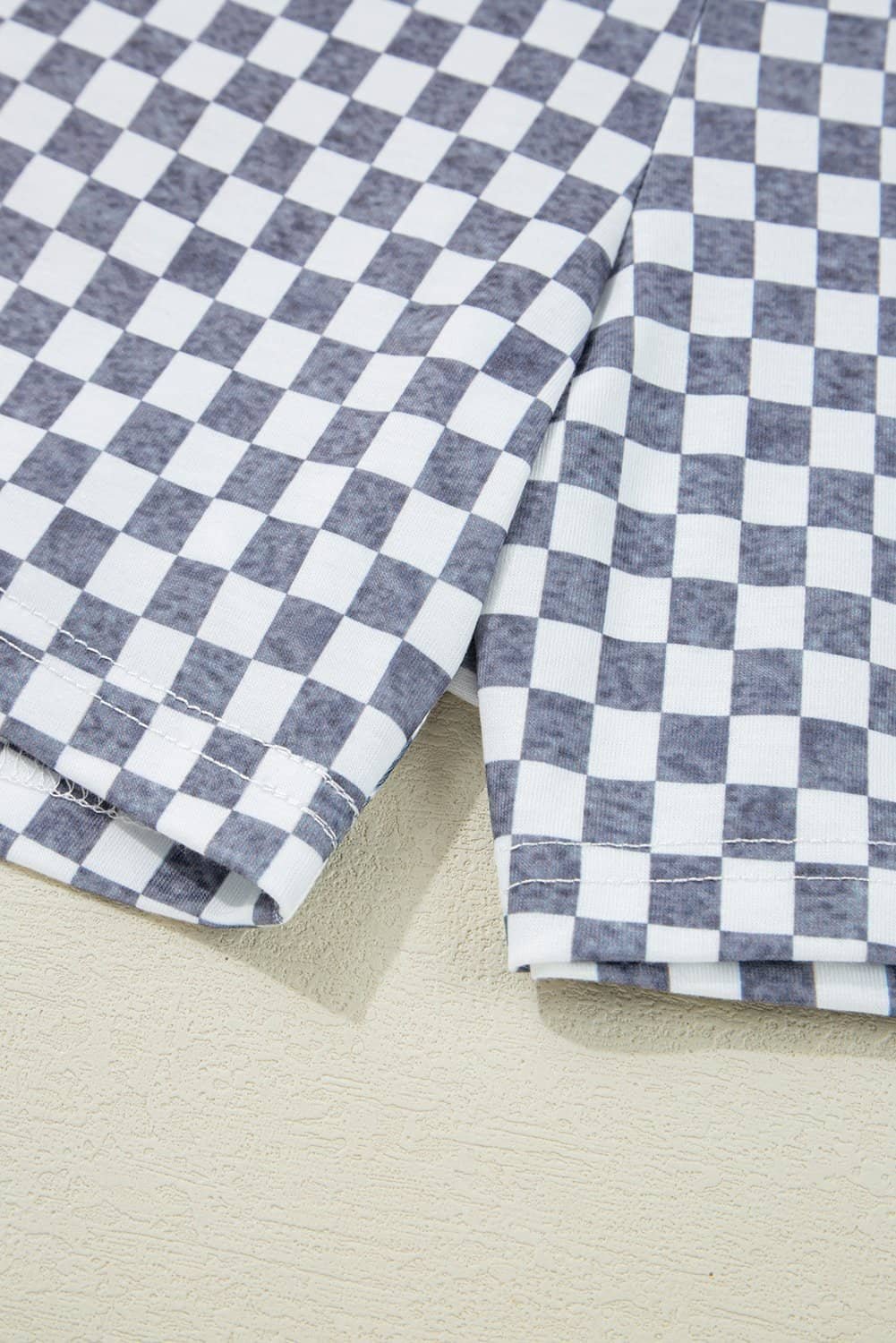 Gray Checkerboard Lace-Up High Waist Plus Size Casual Shorts