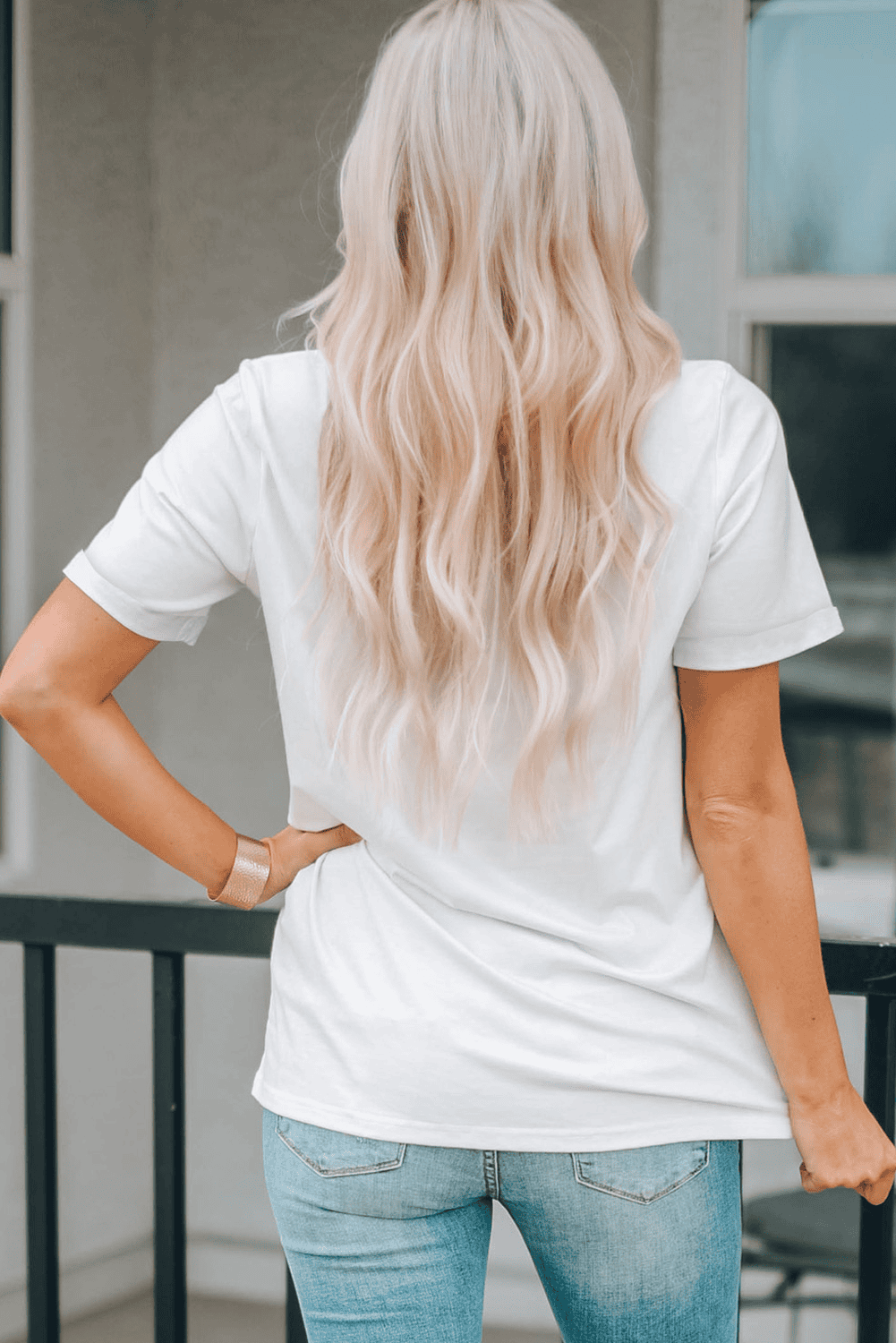 White Stars And Stripes Crew Neck Graphic Tee