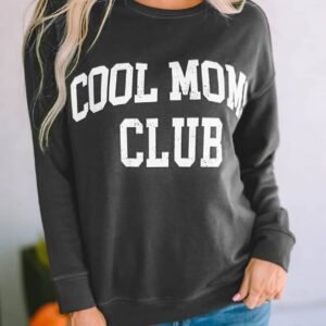 Gray Cool Moms Club Drop Shoulder Sweatshirt
