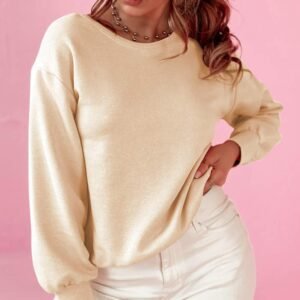 Apricot Bowknot Dewback Round Neck Sweatshirt