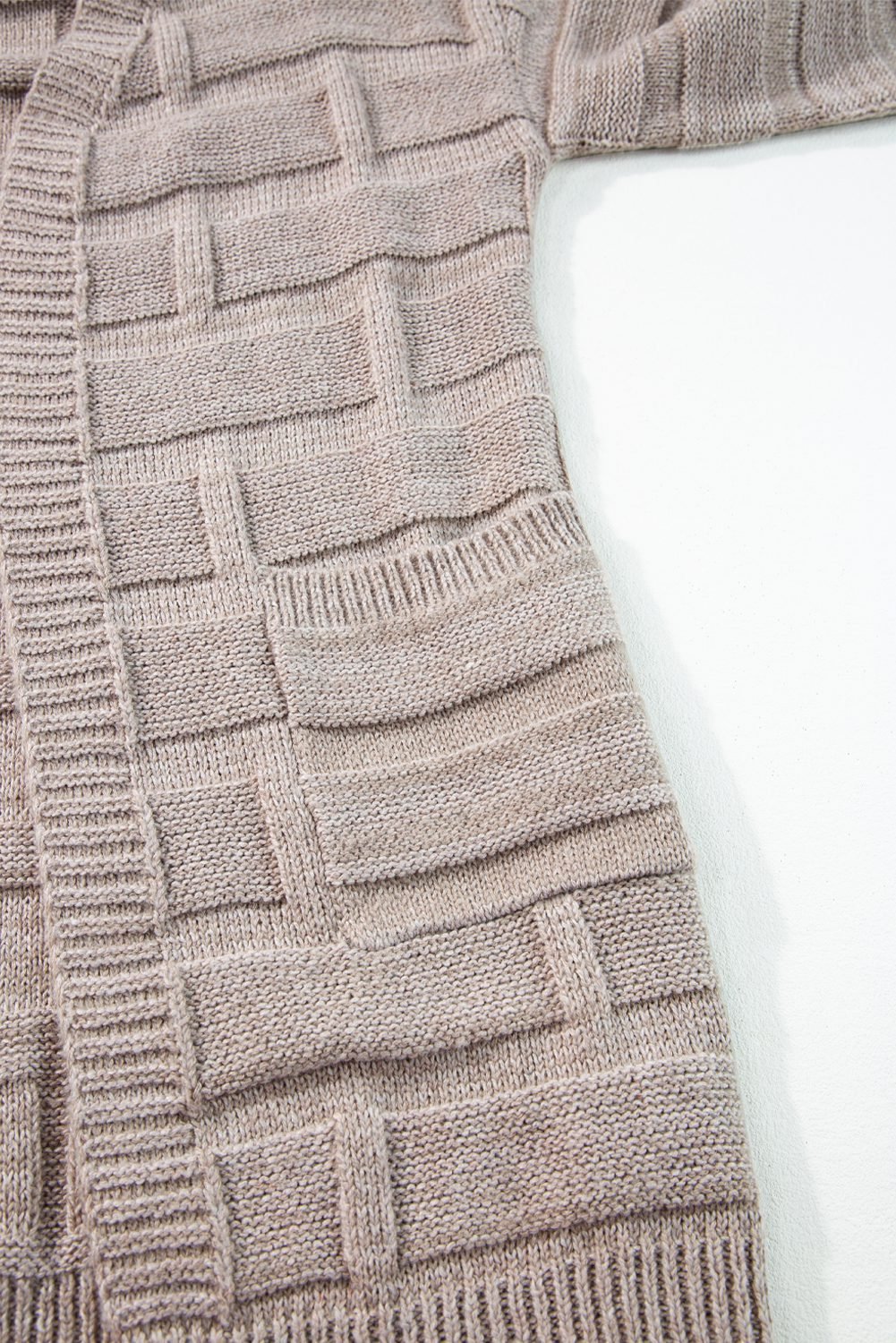 Delicacy Textured Knit Open Front Chic Cardigan With Pockets