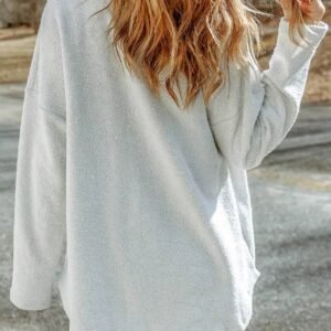 Gray Contrast Flap Pockets Relaxed Shacket