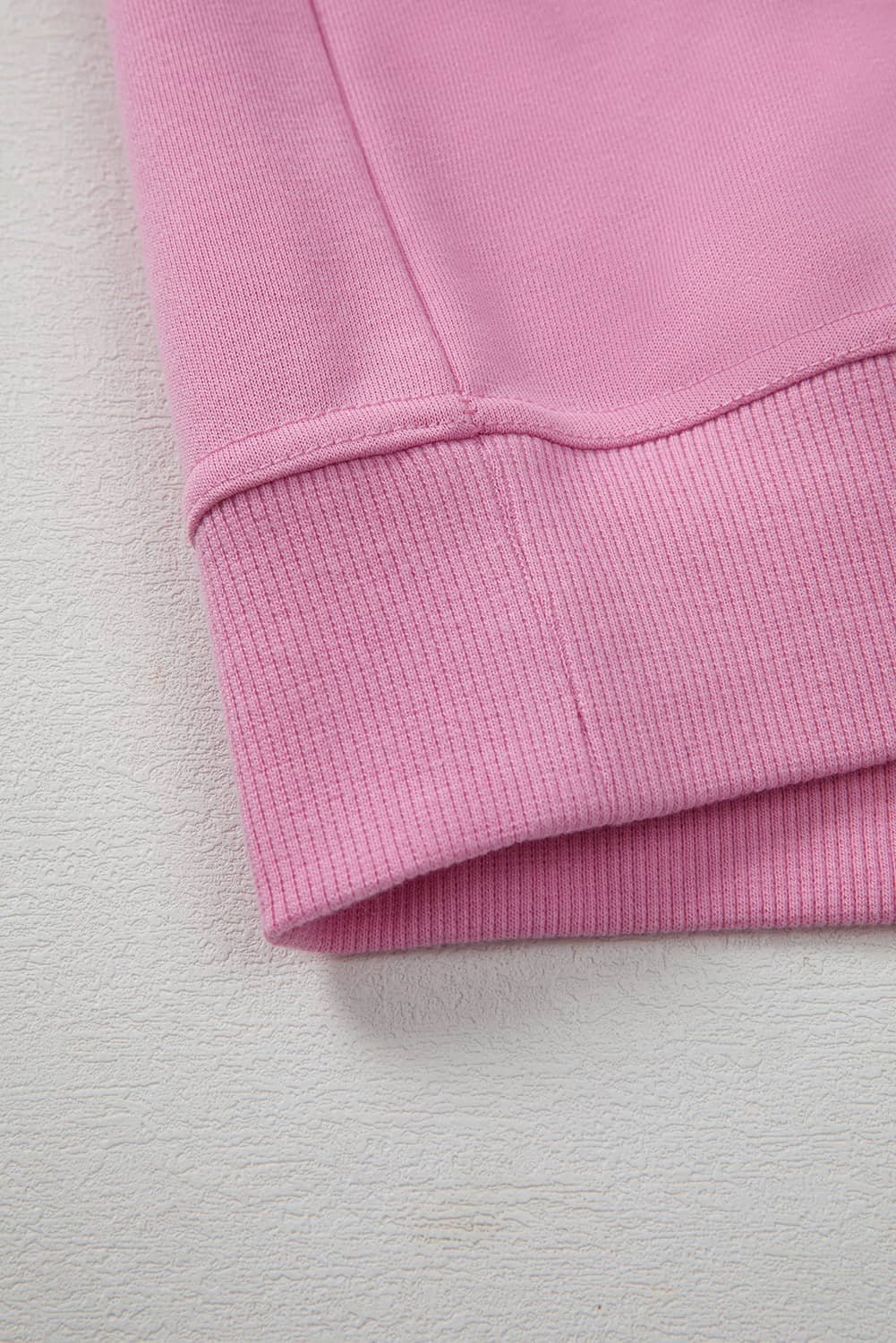 Bright Pink Lace Patched Raglan Sleeve Loose Fit Sweatshirt