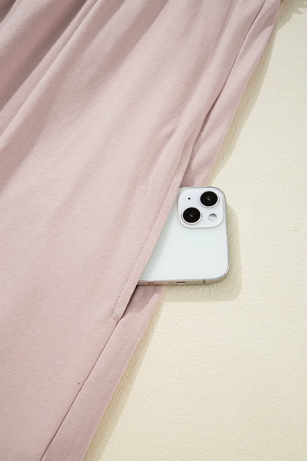 Oatmeal Frilled Trim Crew Neck Loose Fit Mini Dress