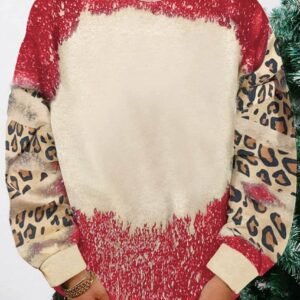 Red Tie Dye Leopard Drop Shoulder Sweatshirt