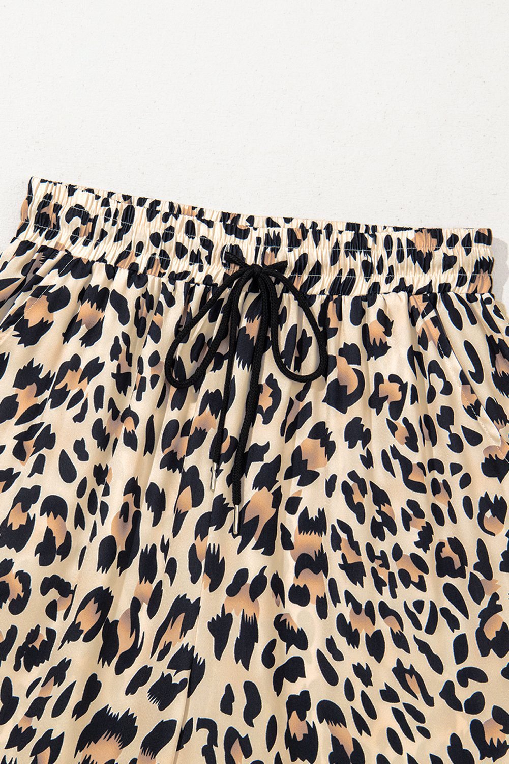 Parchment Leopard Drawstring Flowy Wide Leg Pants