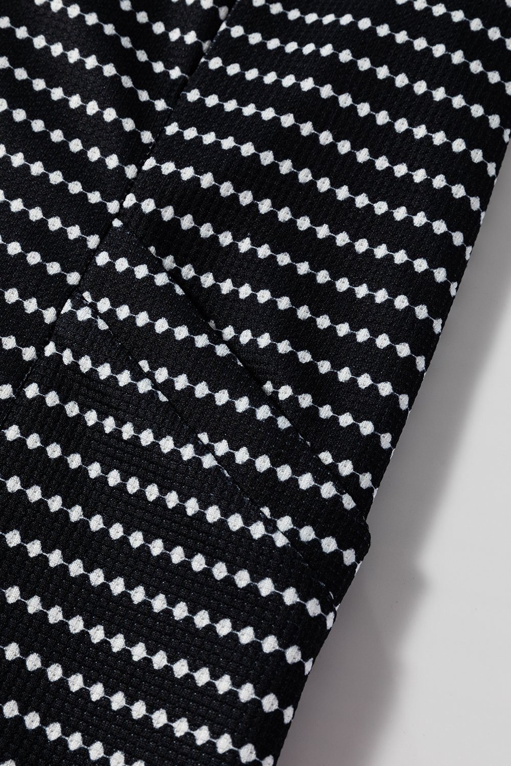 Black Striped V Neck Long Puff Sleeve Shift Dress