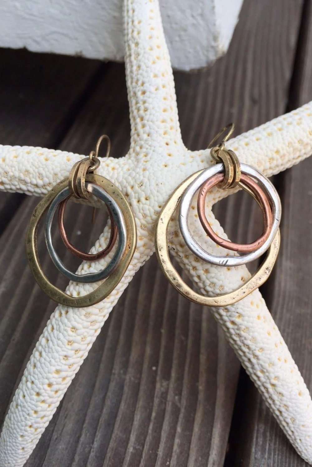 Silvery Vintage Triple Circle Alloy Hook Earrings