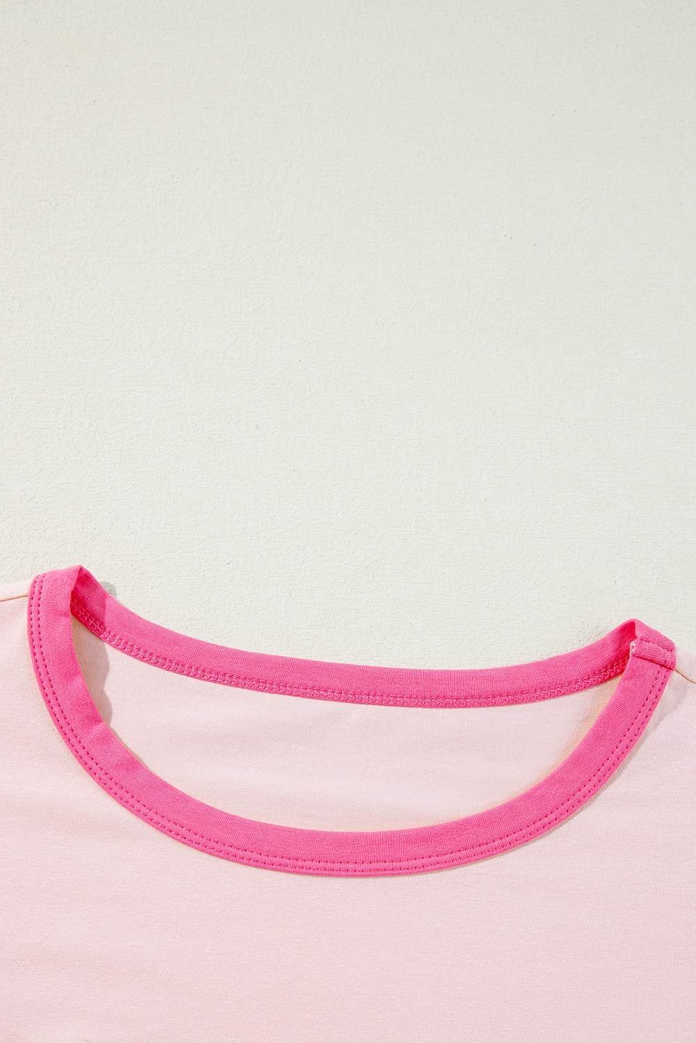 Pink Christmas Sequin Nutcracker Graphic Colorblock Long Sleeve Top