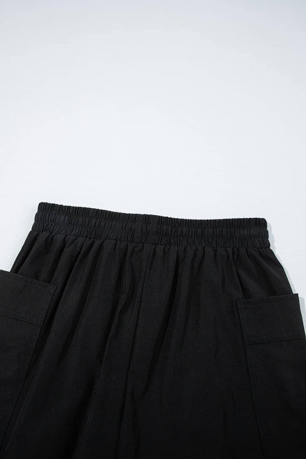 Black Cargo Pocket Elastic Waist Active Casual Skort