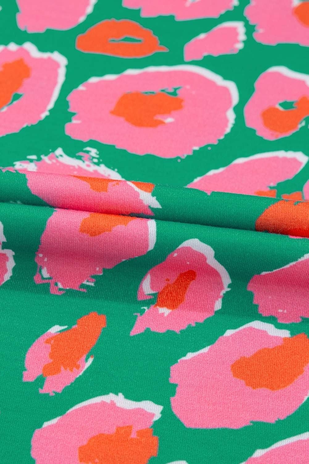 Green Plus Size Printed Long Sleeve And Pants Lounge Set