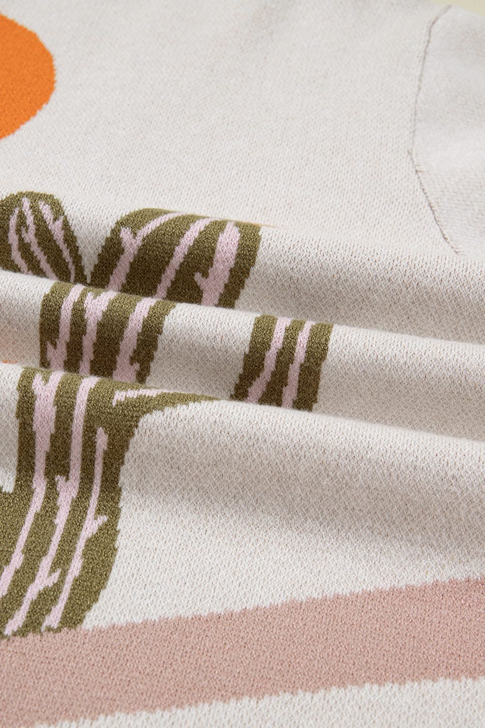 Apricot Western Desert Cactus Print Plus Size Button Cardigan Sweater