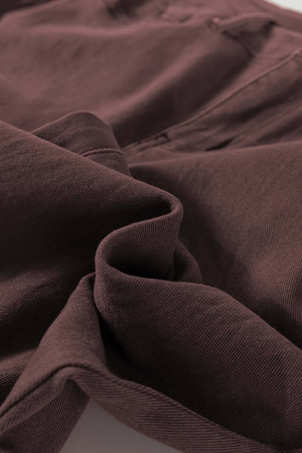 Coffee Loose Straight High Waist Solid Color Jeans