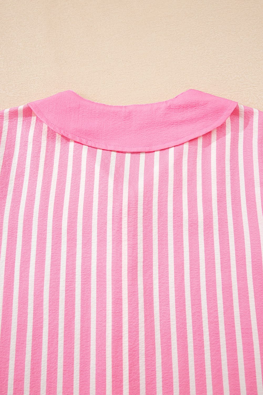 Pink Stripe Buttoned Front Long Sleeve Top And Pants 2 Piece Sleepwear
