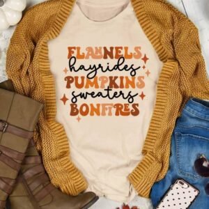 Khaki Flannels Hayrides Pumpkins Sweaters Bonfires Tee