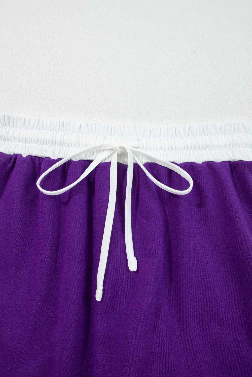 Tillandsia Purple Varsity Stripe Detail Drop Shoulder Pullover Mini Skirt Set