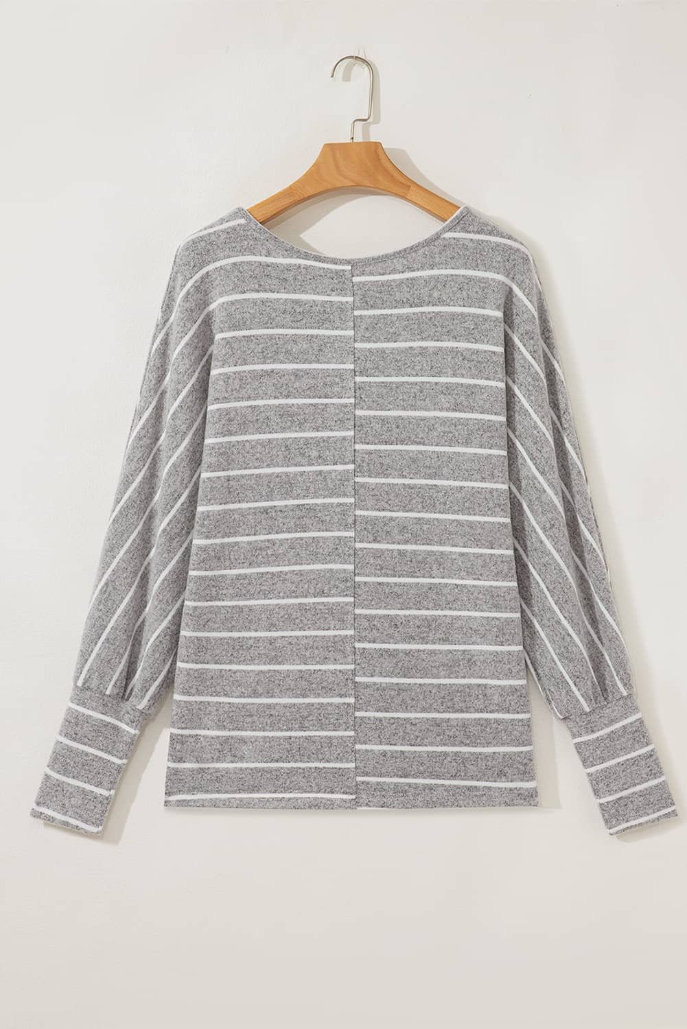 Gray Stripe Dolman Sleeve Drop Shoulder Top