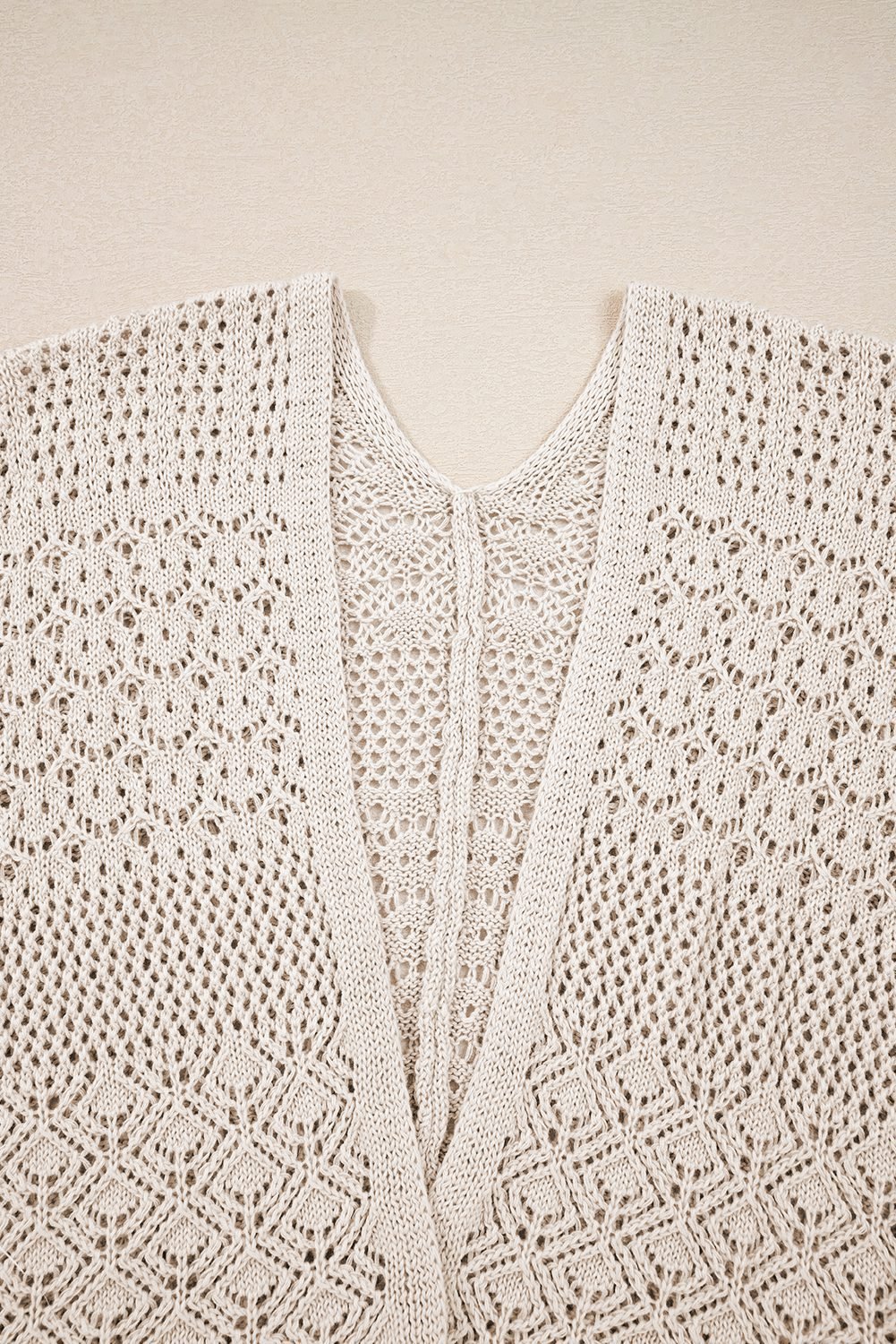 Jet Stream Mix Pattern Hollowed Knit Open Front Cardigan