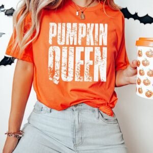 Orange Pumpkin Queen Graphic Crew Neck Tee