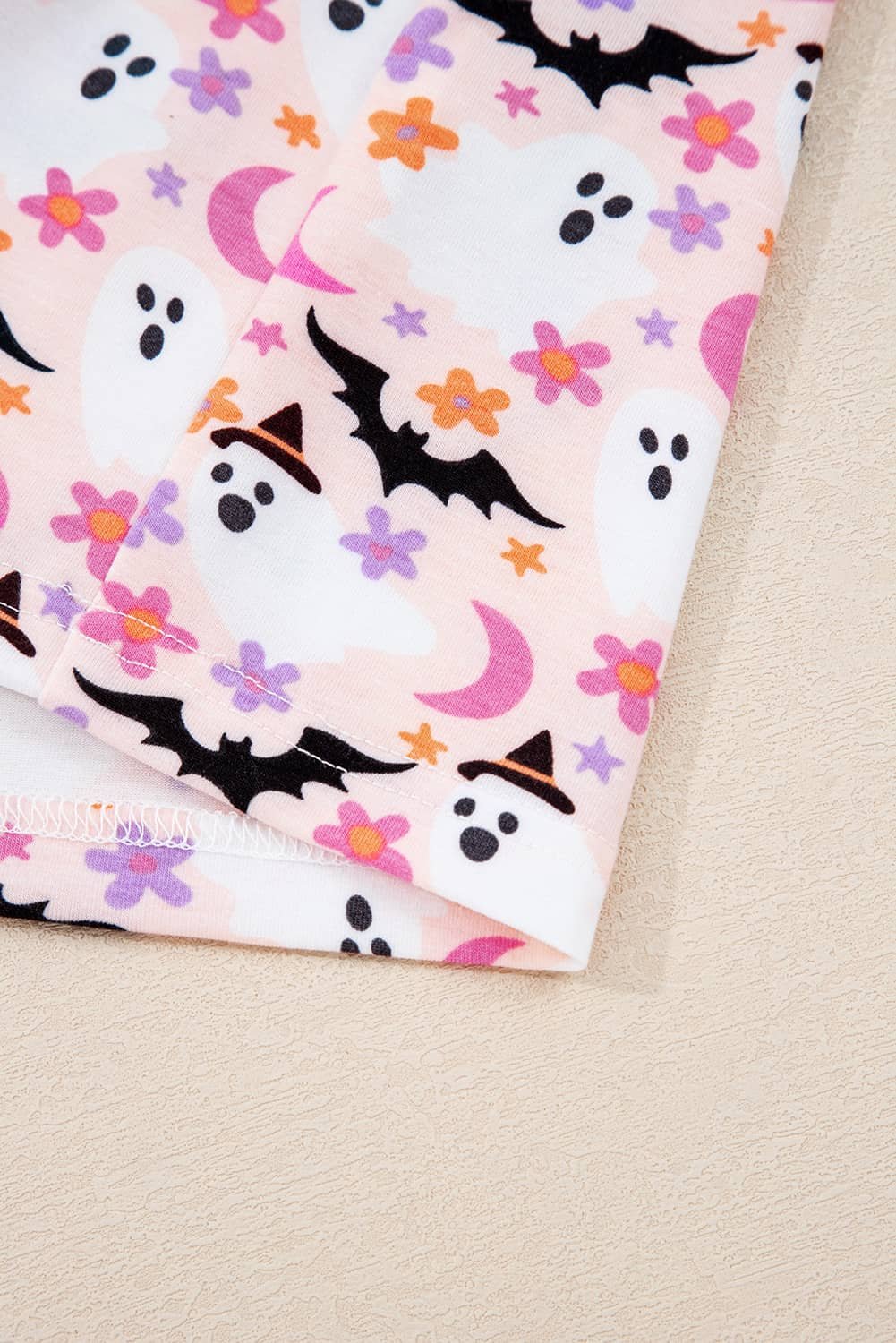 Pink Halloween Eve Haunted Honey Bat Print Pajama Set
