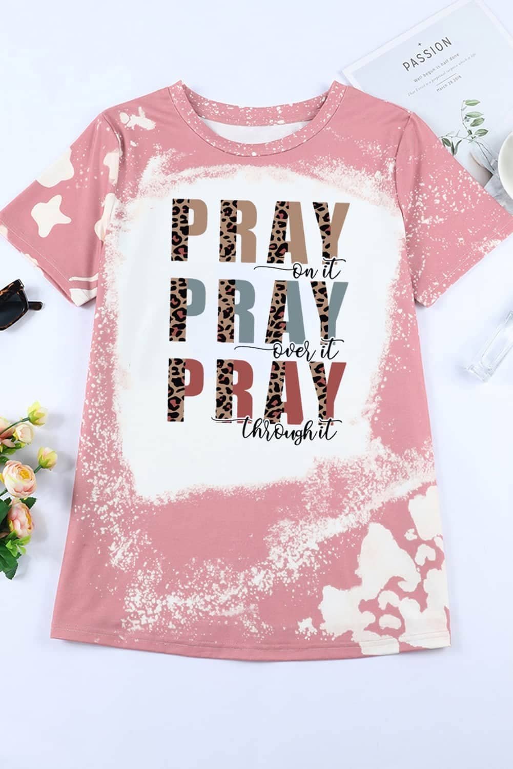 Pink Pray Graphic Tie Dye Tee