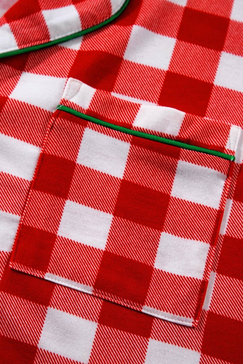 Fiery Red Christmas Plaid Print Shirt And Pants Pajama Set