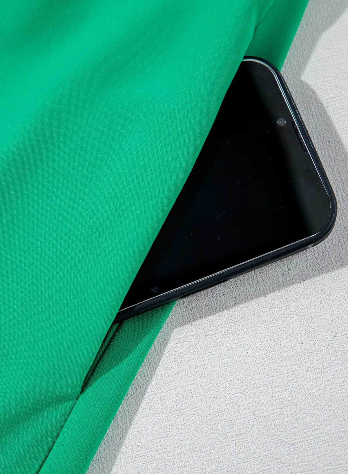 Bright Green Ruched Front Puff Sleeve Plus Size Long Dress