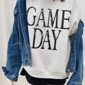 Black Vintage Washed Game Day Graphic Baggy Sweatshirt
