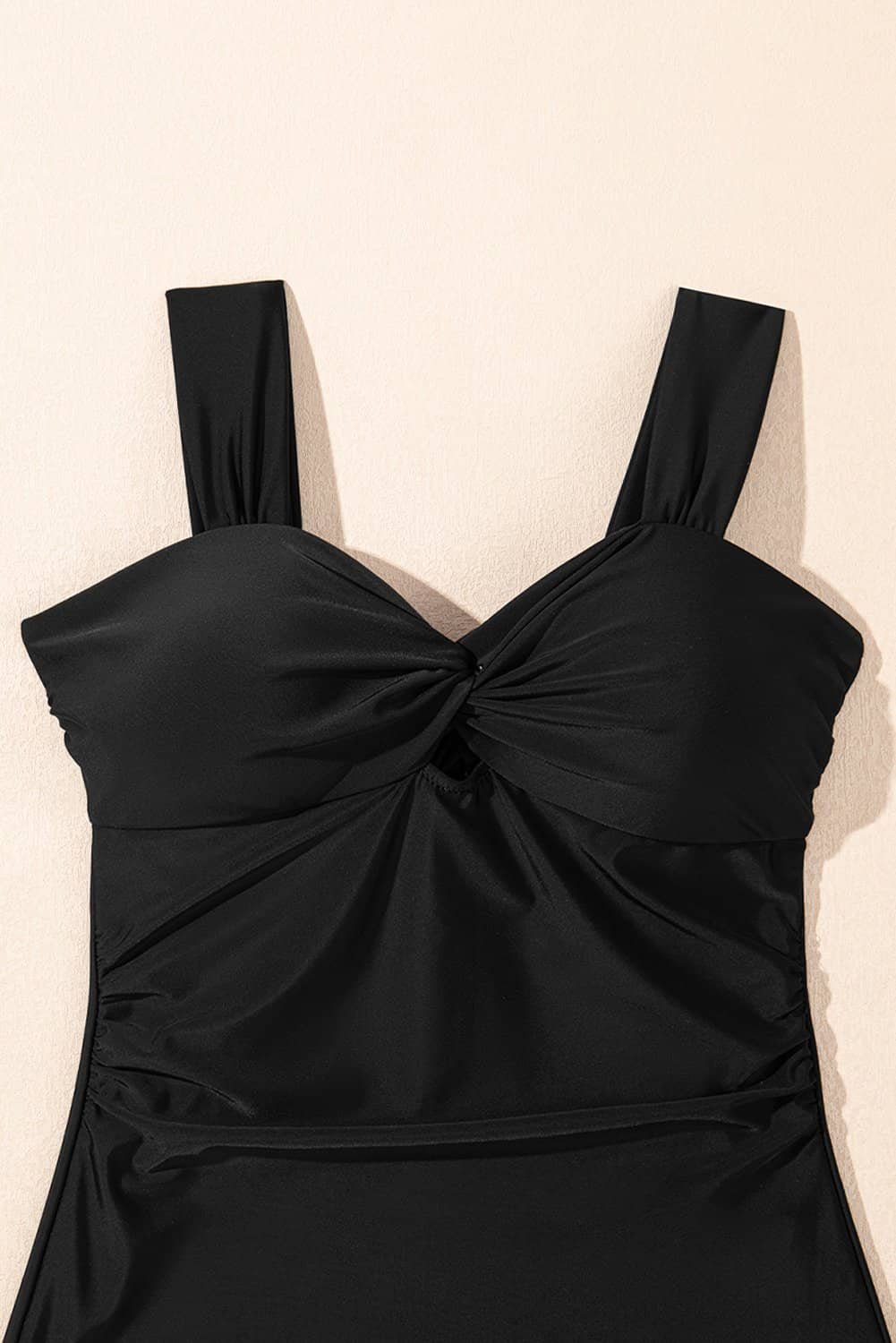 Black Cut Out Twist Bowknot Backless One Piece Swimsuit