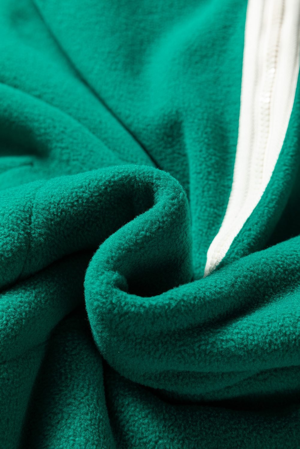 Dark Green Half Zip Contrast Trim Pocketed Plus Size Fleece Sweatshirt