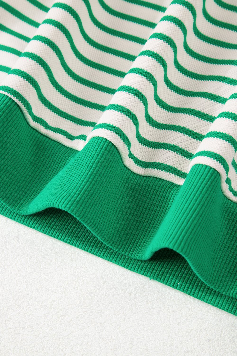 Bright Green Contrast Detail Striped Ruffle Short Sleeve Top