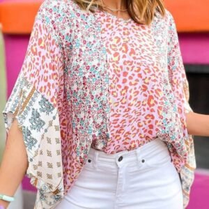 Multicolor Animal Floral Mix Print Cape Top