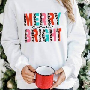 White Merry And Bright Leopard Print Pullover Sweatshirt