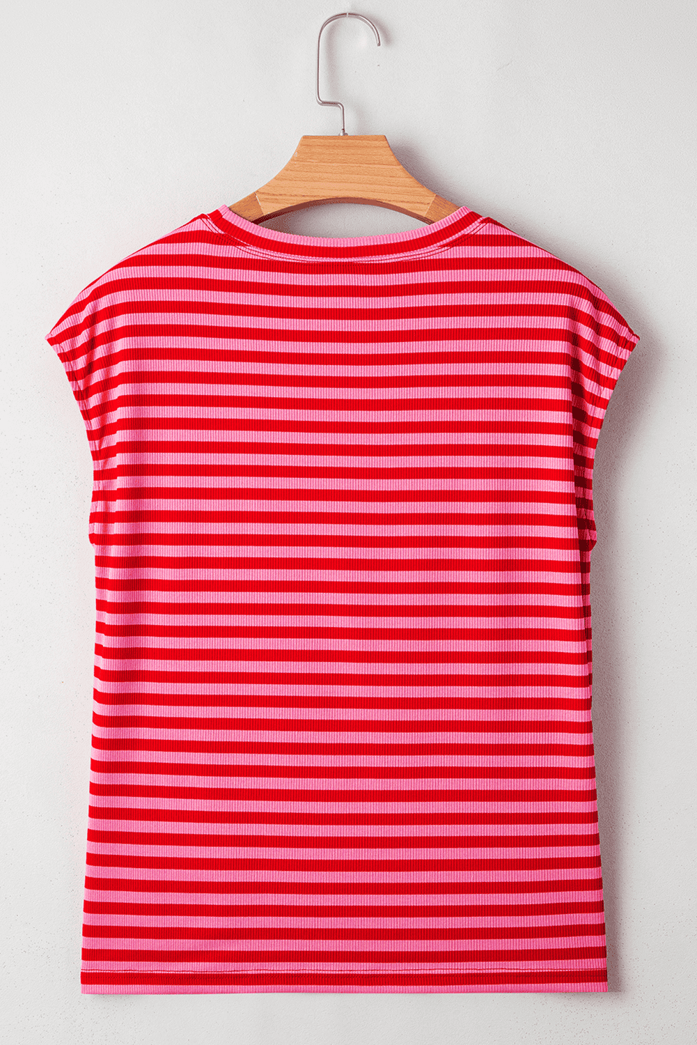 Red Stripe Sequin America Letter Patched Cap Sleeve Top