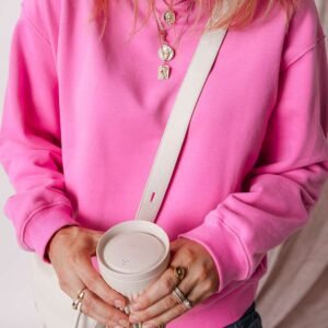 Bonbon Solid Fleece Lined Drop Shoulder Terry Sweatshirt