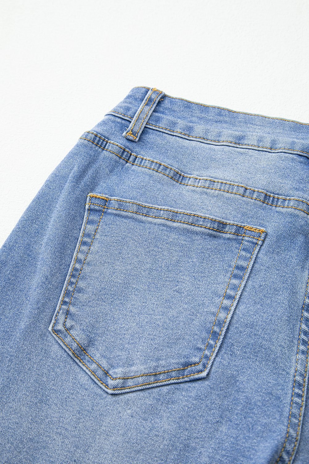 Dusk Blue Raw Hem Unique Cuffs Straight High Rise Loose Jeans