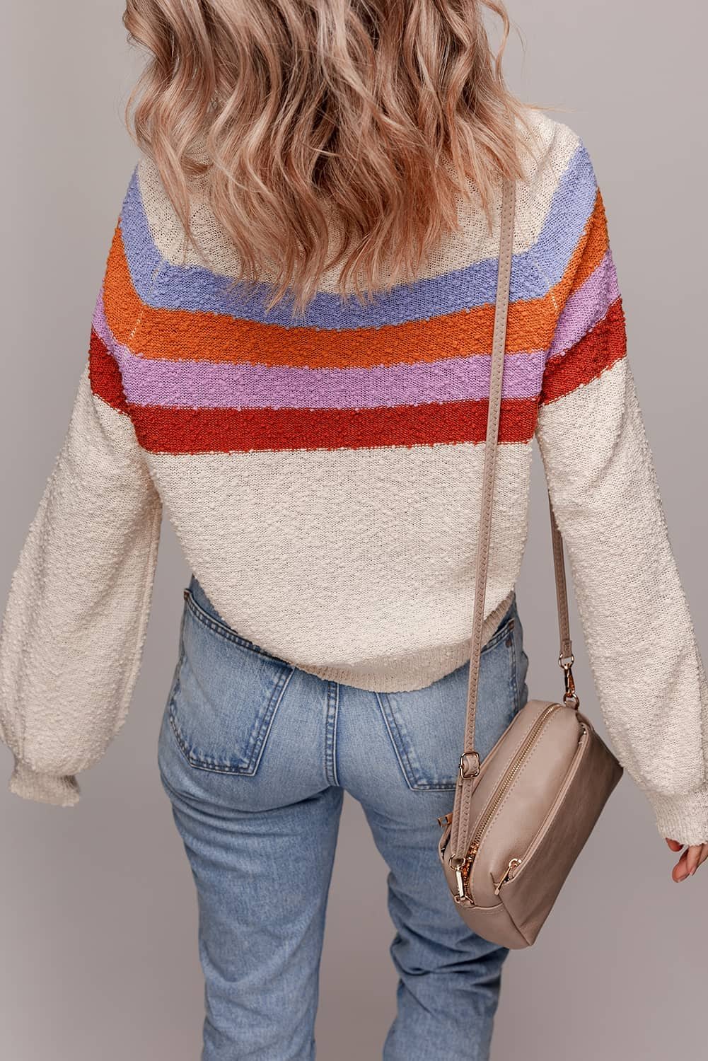 Jet Stream Striped Color Block Loose Sleeve Chic Sweater