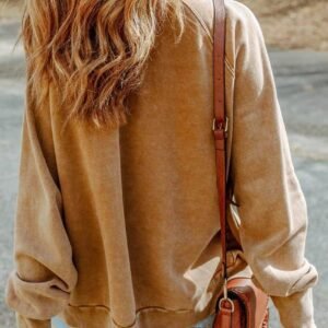 Khaki Vintage Washed Flap Pocket Button Shacket