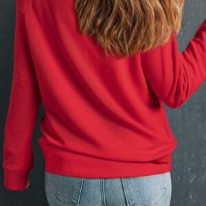 Red Solid Round Neck Raglan Sleeve Sweatshirt