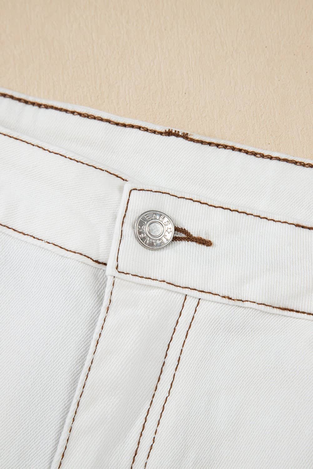 White Raw Hem High Waist Denim Shorts