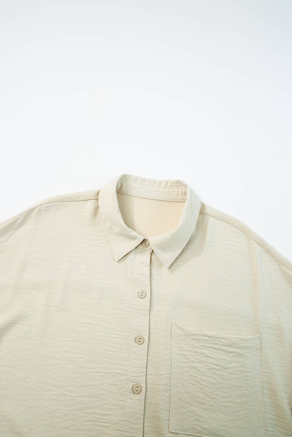 Beige Pure Color Patch Pocket Shirt