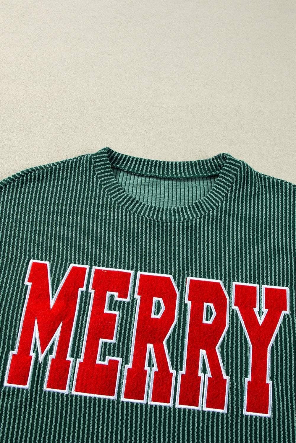 Evergreen Corded Merry Graphic Long Sleeve Top And Shorts Set