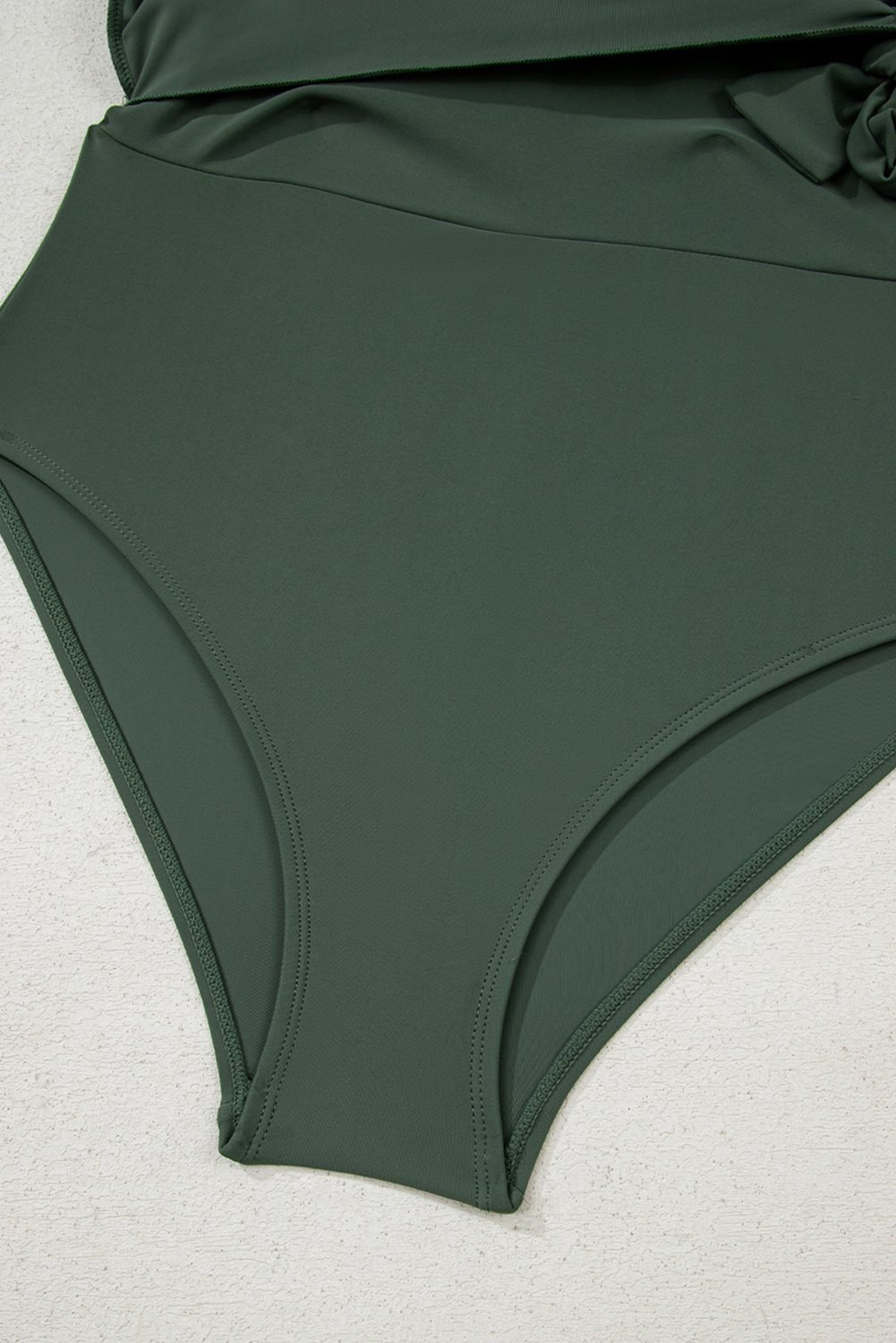 Mist Green Side Tied Waist Square Neck Adjustable Straps A-Line One Piece Swim Dress