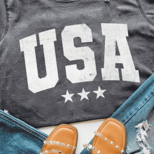 Gray Usa Vintage Star Letter Graphic Tee